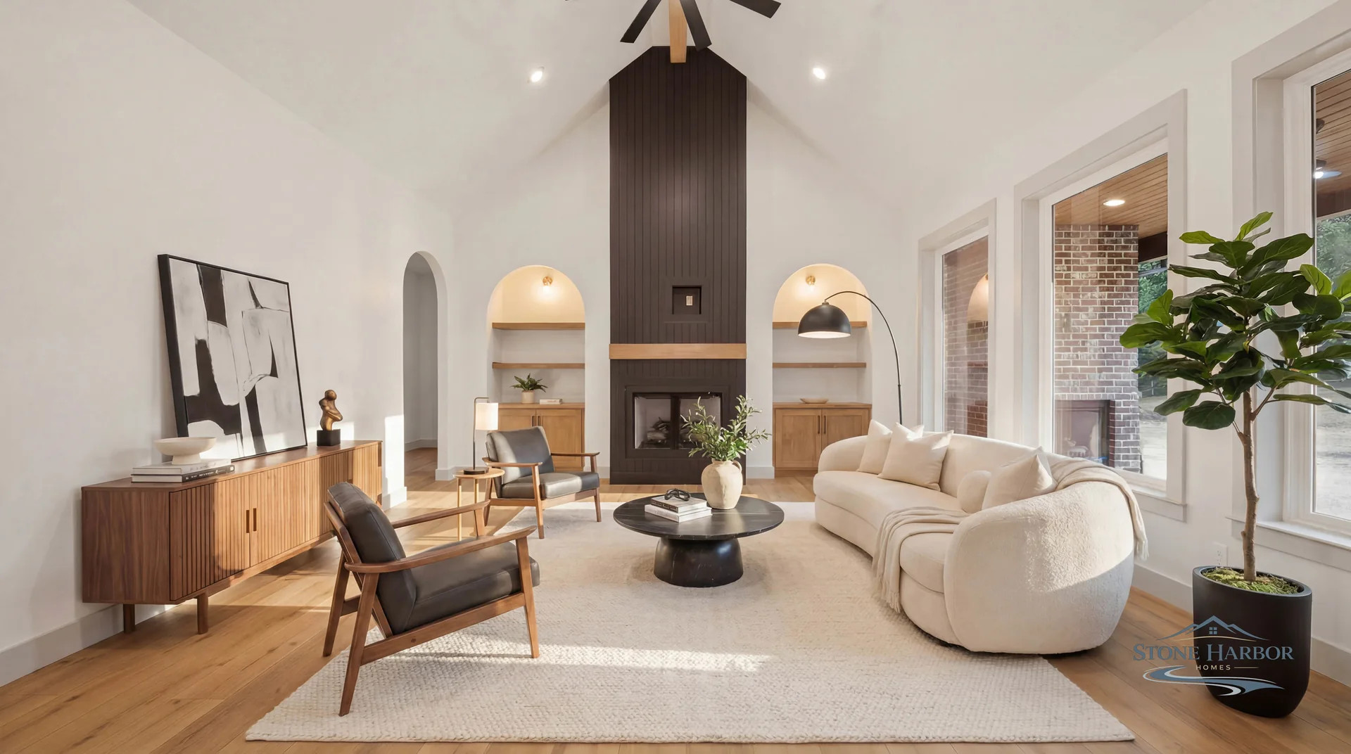 Green Pond furnished living room with fireplace