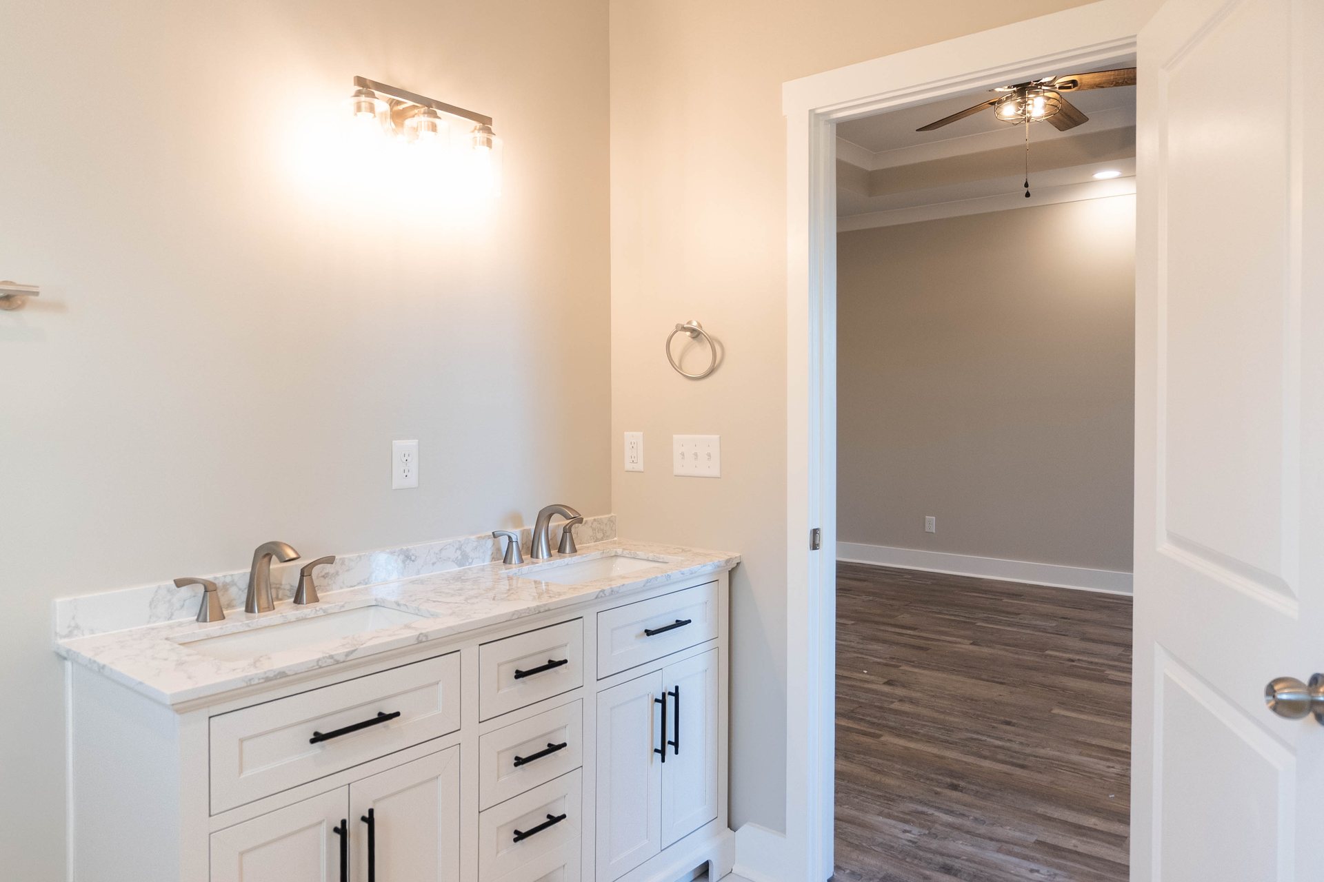 Lightning Drive primary bath with a double vanity