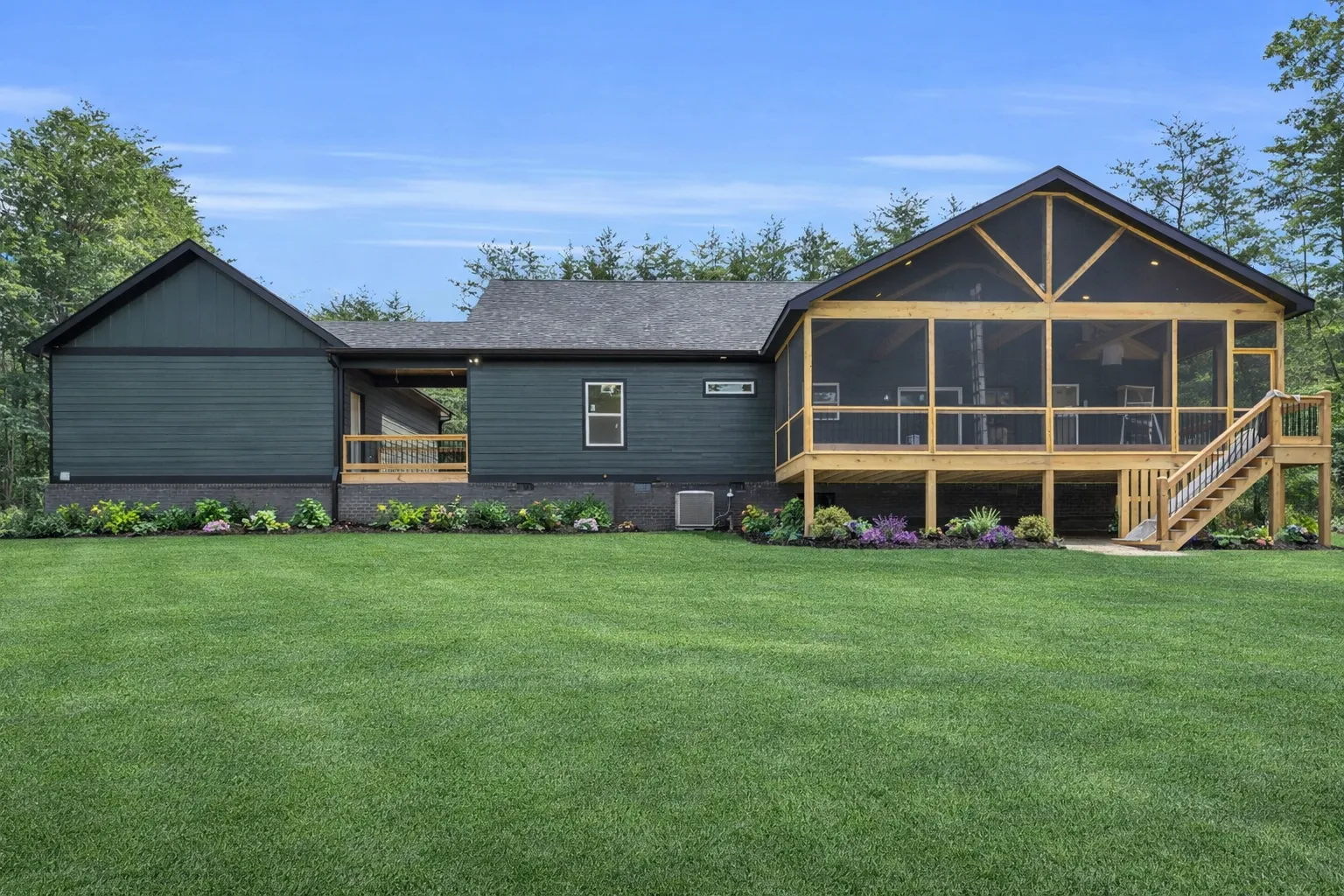 Sawmill Creek rear exterior with screened porch